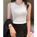 ホワイト | パール付きトップスノースリーブニット夏服 | Miniministore