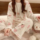 アイボリー＊ピーチ | フリースパジャマ 上下セット レディース | Miniministore