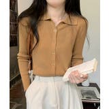 キャメル | 秋冬ニットトップス レディースニットポロ | Miniministore