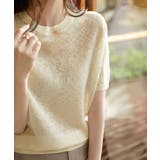 ベージュ | ジャカードレーストップス シアーブラウス | ANGELCLOSET