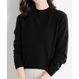 ブラック | プチハイネックニットトップス レディース | ANGELCLOSET