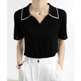 ブラック | 半袖 ポロシャツ レディース ニット夏服 | ANGELCLOSET