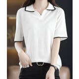 ホワイト | 半袖 ポロシャツ レディース ニット夏服 | ANGELCLOSET
