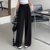 ブラック | ドレープストレートパンツ レディース美脚 | ANGELCLOSET