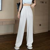 ホワイト | ドレープストレートパンツ レディース美脚 | ANGELCLOSET