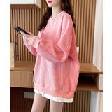 ピンク*裏起毛なし | 重ね着風トレーナー レディーススウェット | Miniministore