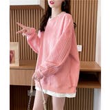 ピンク*裏起毛あり | 重ね着風トレーナー レディーススウェット | Miniministore