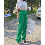 グリーン | ハイウエスト デニムカラーパンツ 韓国風 | ANGELCLOSET