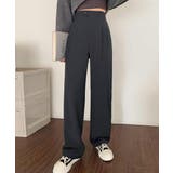 ダークグレー | ハイウエストスラックス セミワイドパンツ | Miniministore