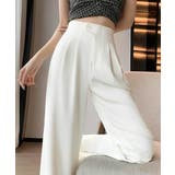 ホワイト | ハイウエストスラックス セミワイドパンツ | Miniministore