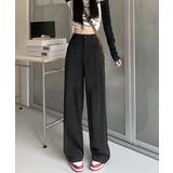 ブラック | きれいめ美脚脚長スラックスレディース 細見えロングパンツ 落ち感ワイドパンツ | SUNSHINE CLOSET
