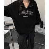 ブラック | ロゴスウェットシャツ ポロカラー春秋薄手 | ANGELCLOSET
