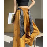 オレンジ | 涼感上品花柄プリントイージーパンツ レディース 体型カバー美脚見え | SUNSHINE CLOSET