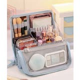 ライトブルー | メイクポーチ大容量自立式ペンケース韓国風 | Miniministore