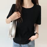 ブラック | tシャツ レディース半袖ワッフルTシャツ | ANGELCLOSET
