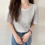 グレー | tシャツ レディース半袖ワッフルTシャツ | ANGELCLOSET