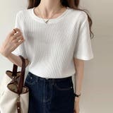 ホワイト | tシャツ レディース半袖ワッフルTシャツ | ANGELCLOSET