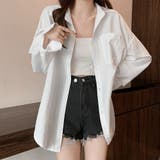 ホワイト | 開襟カラーシャツ 長袖 レディース 無地 | Miniministore