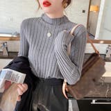 グレー | リブニットトップス プチハイネック | Miniministore
