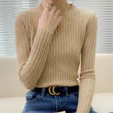 ベージュ | リブニットトップス 長袖リブカットソー | Miniministore