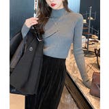 グレー | ボトルネックリブニットトップスレディース | Miniministore