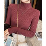 ワインレッド | ボトルネックリブニットトップスレディース | Miniministore