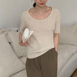 ライトベージュ | 半袖 サマーニット レディースニットソー | ANGELCLOSET