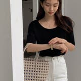 ブラック | 半袖 サマーニット レディースニットソー | ANGELCLOSET