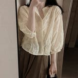 ベージュ | 花柄刺しゅうレース ブラウス レディース | Miniministore