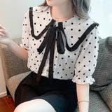 ドット柄 ボウタイブラウス レディース夏 | Miniministore | 詳細画像1 