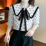 ドット柄 ボウタイブラウス レディース夏 | Miniministore | 詳細画像5 