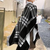 チェック柄ケープ ニットショールポンチョ | Miniministore | 詳細画像6 