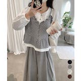 ドット柄ビスチェレイヤード風ブラウス長袖 | Miniministore | 詳細画像1