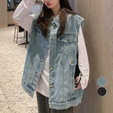 デニムベスト ジレ 重ね着デニムチョッキ | Miniministore | 詳細画像1