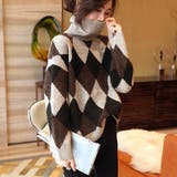 タートルネックニットトップス アーガイル | Miniministore | 詳細画像10 