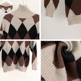 タートルネックニットトップス アーガイル | Miniministore | 詳細画像4 