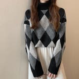 タートルネックニットトップス アーガイル | Miniministore | 詳細画像5 