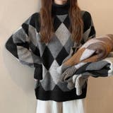 タートルネックニットトップス アーガイル | Miniministore | 詳細画像6 