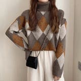 タートルネックニットトップス アーガイル | Miniministore | 詳細画像8 