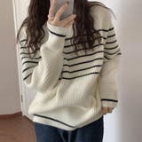 ボーダー柄ニットプルオーバー レディース | Miniministore | 詳細画像1