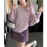 ラメシャギーニットオフショルダートップス | Miniministore | 詳細画像8