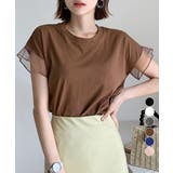 袖シアーTシャツチュール切替えカットソー | Miniministore | 詳細画像1 