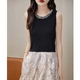 パール付きトップスノースリーブニット夏服 | Miniministore | 詳細画像3