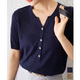 ニットトップス 半袖Vネックサマーニット | Miniministore | 詳細画像1