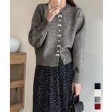 リボンニットカーディガンパールボタン無地 | Miniministore | 詳細画像1 