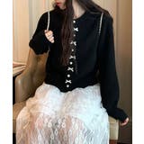 リボンニットカーディガンパールボタン無地 | Miniministore | 詳細画像11 