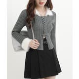 ファー襟 レースアップニットトップス配色 | Miniministore | 詳細画像4 