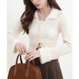 ファー襟 レースアップニットトップス配色 | Miniministore | 詳細画像9 