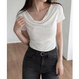 オフショルTシャツ 胸元ドレープトップス | Miniministore | 詳細画像6