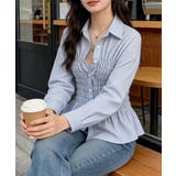 ストライプ柄シャーリングシャツ襟付き長袖 | Miniministore | 詳細画像8 